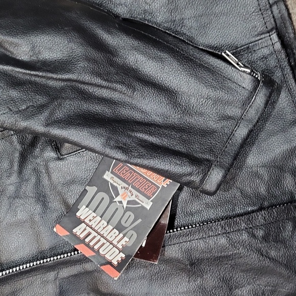 NWT Interstate Leather leather basic classic scooter motorcycle biker jacket coa - Picture 8 of 15